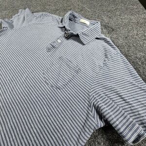 Marine Layer Pocket Polo Shirt Men's L Gray Striped Short Sleeve Open Collar